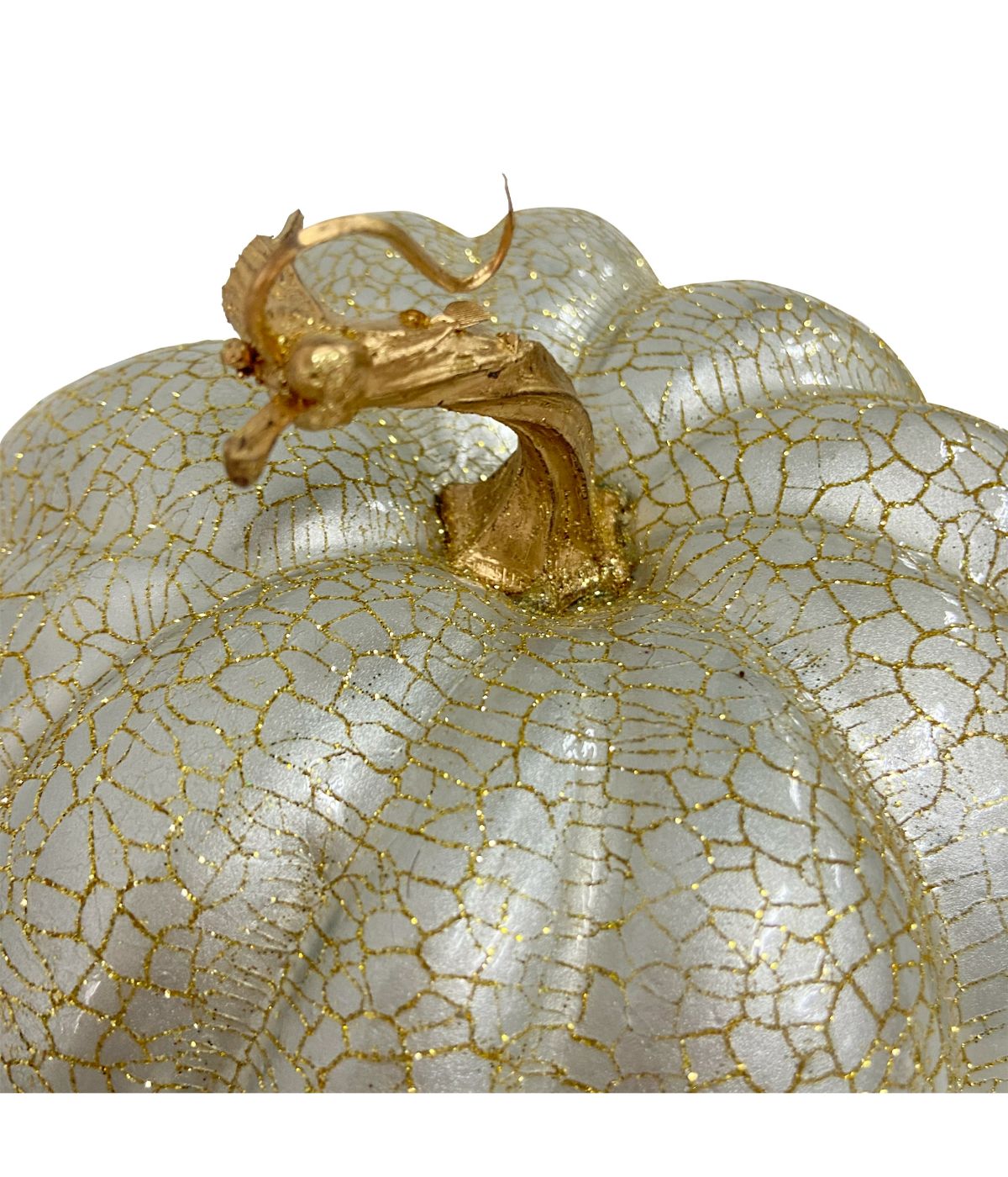  Crackled Fall Harvest Pumpkin Decoration Ivory - Ivory - Bonton