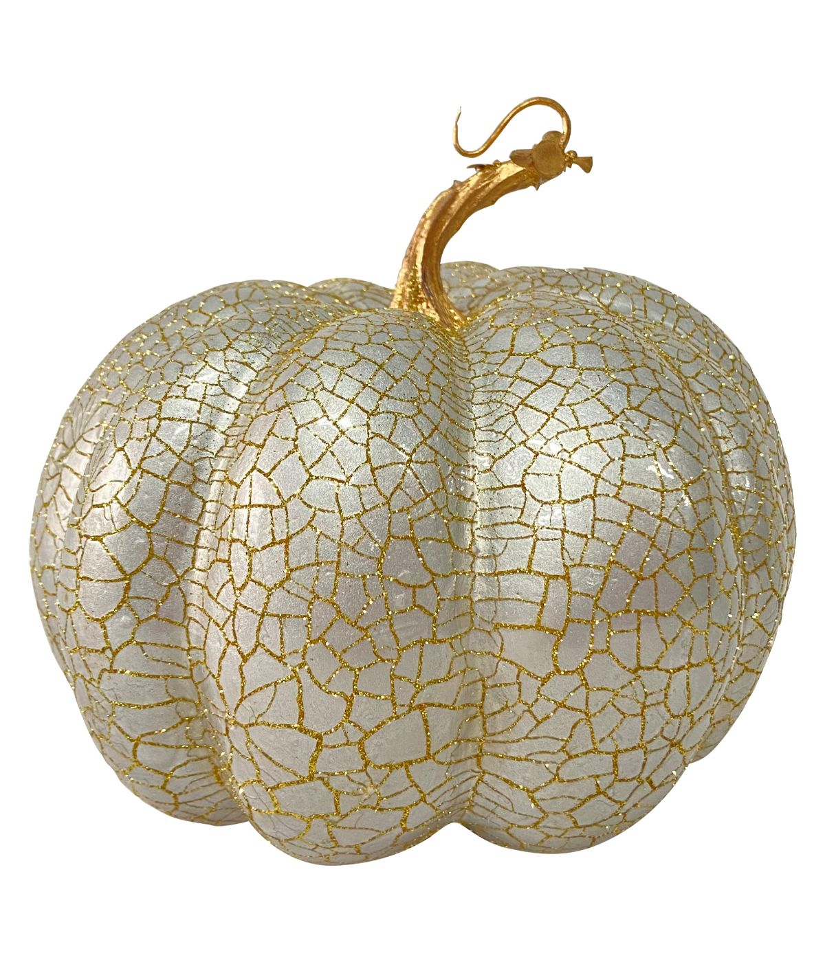  Crackled Fall Harvest Pumpkin Decoration Ivory - Ivory - Bonton