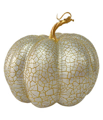 Crackled Fall Harvest Pumpkin Decoration Ivory