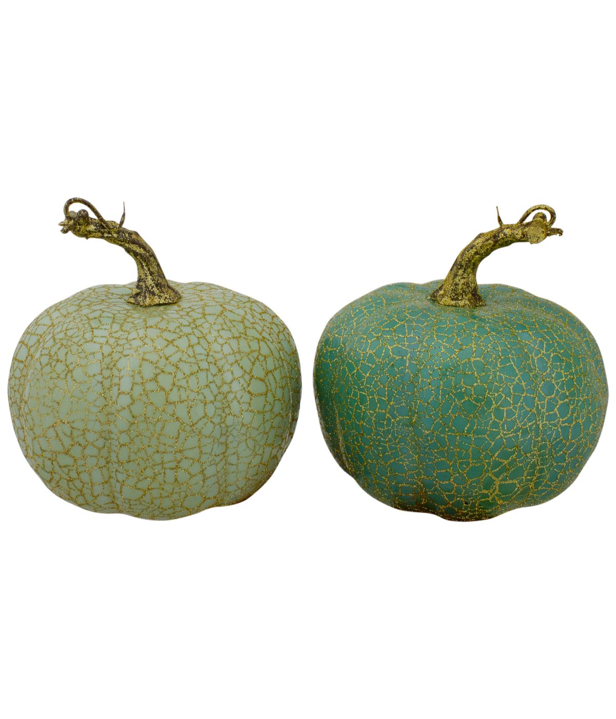  Crackle Fall Harvest Tabletop Thanksgiving Pumpkins Green - Green - Bonton