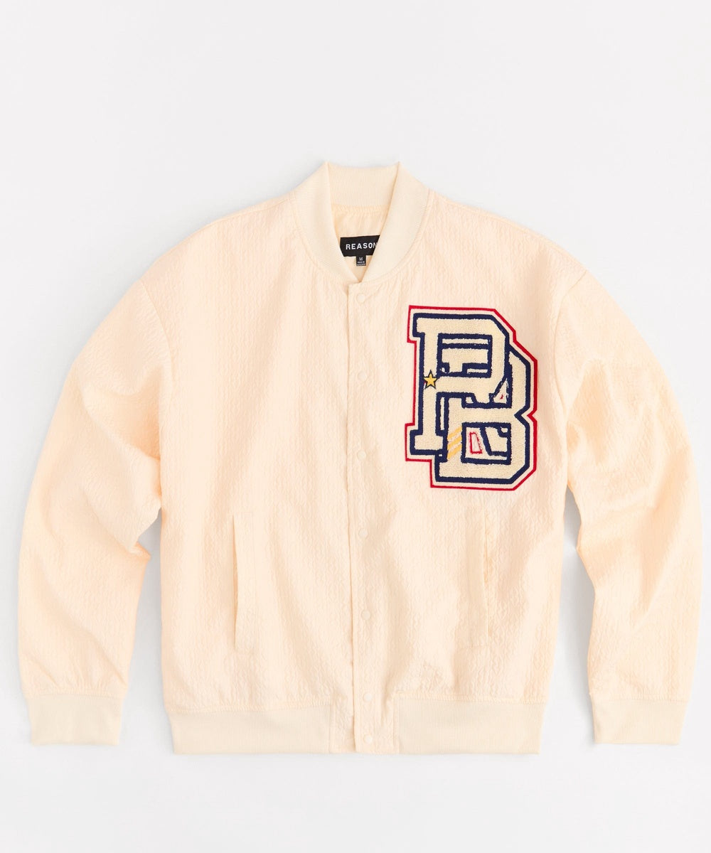  Reason Clothing Coaches Reason Chenille Patched Jacket - Cream - CREAM - Bonton