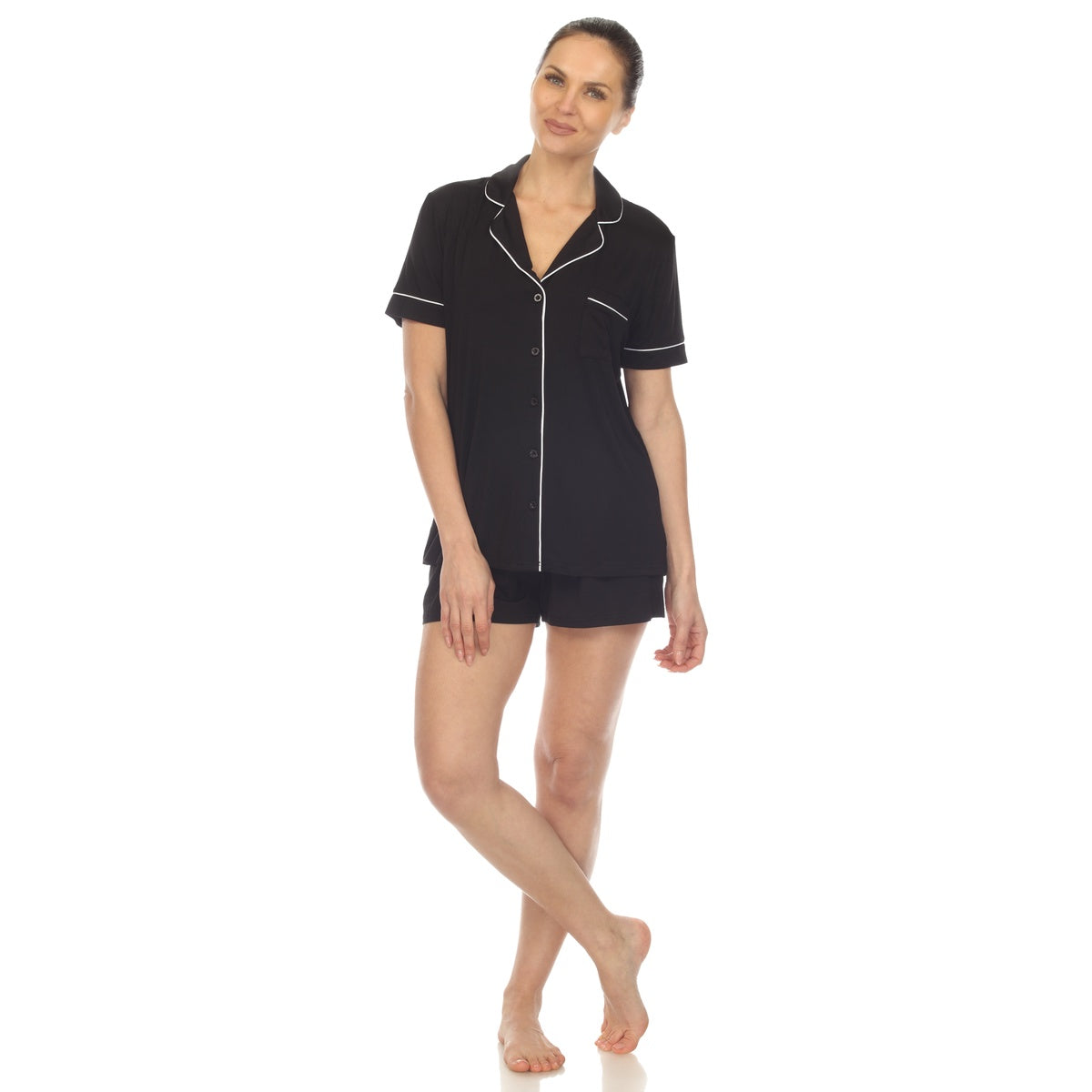  White Mark Women's Short Sleeve Bamboo Pajama Set - XL - Bonton