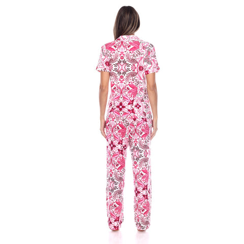 Women's Short Sleeve & Pants Tropical Pajama Set
