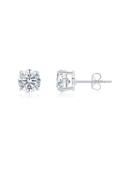 April Birthstone Stud Earrings in Platinum Finish