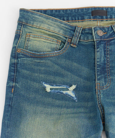 Skinny Rip and Repair Denim Pants - Vintage Blue