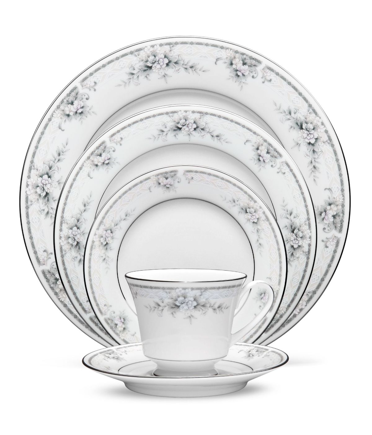  Noritake Sweet Leilani 5 Piece Place Setting - Gray - Bonton