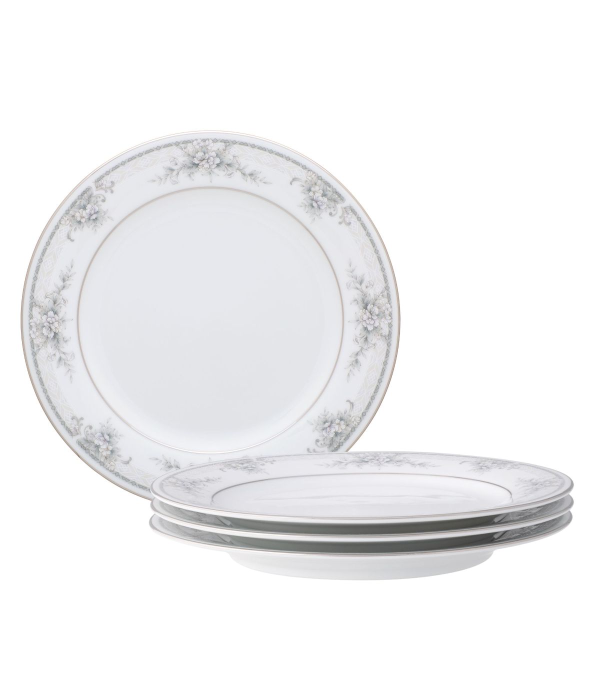  Noritake Sweet Leilani Set of 4 Salad Plates - Gray - Bonton