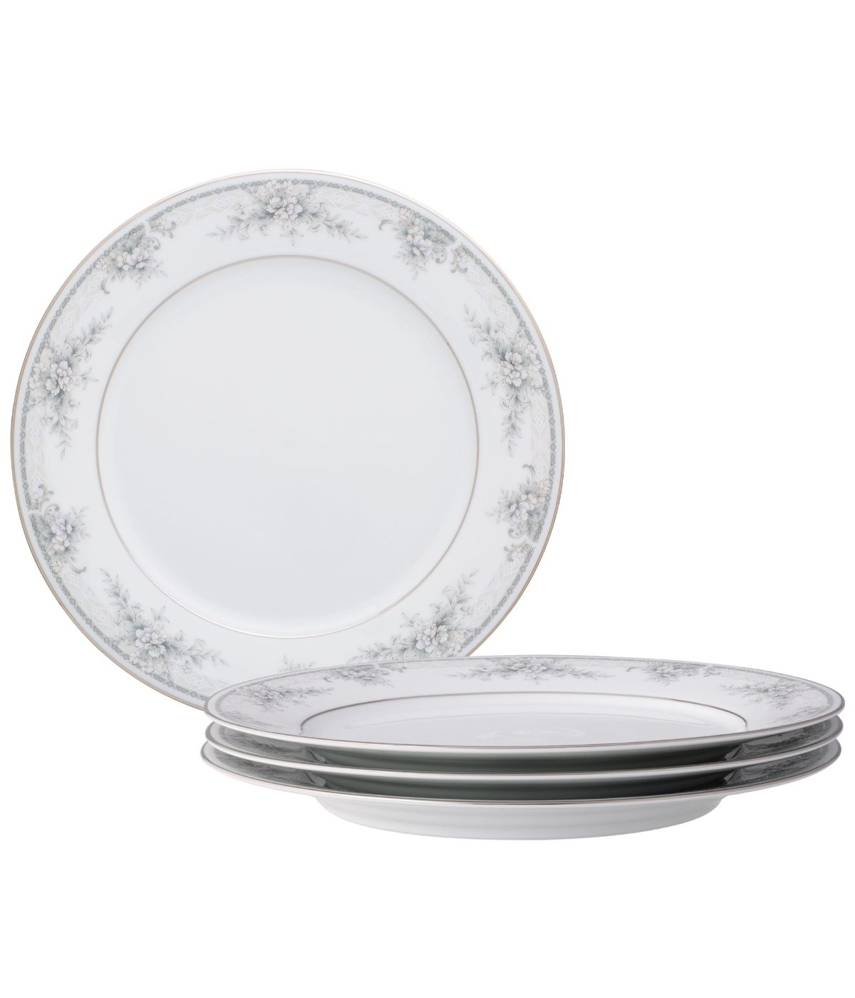  Noritake Sweet Leilani Set of 4 Dinner Plates - Gray - Bonton