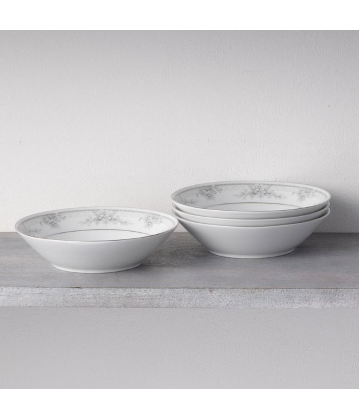  Noritake Sweet Leilani Set of 4 Soup Bowls - Gray - Bonton