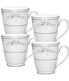  Noritake Sweet Leilani Set of 4 Mugs - Gray - Bonton