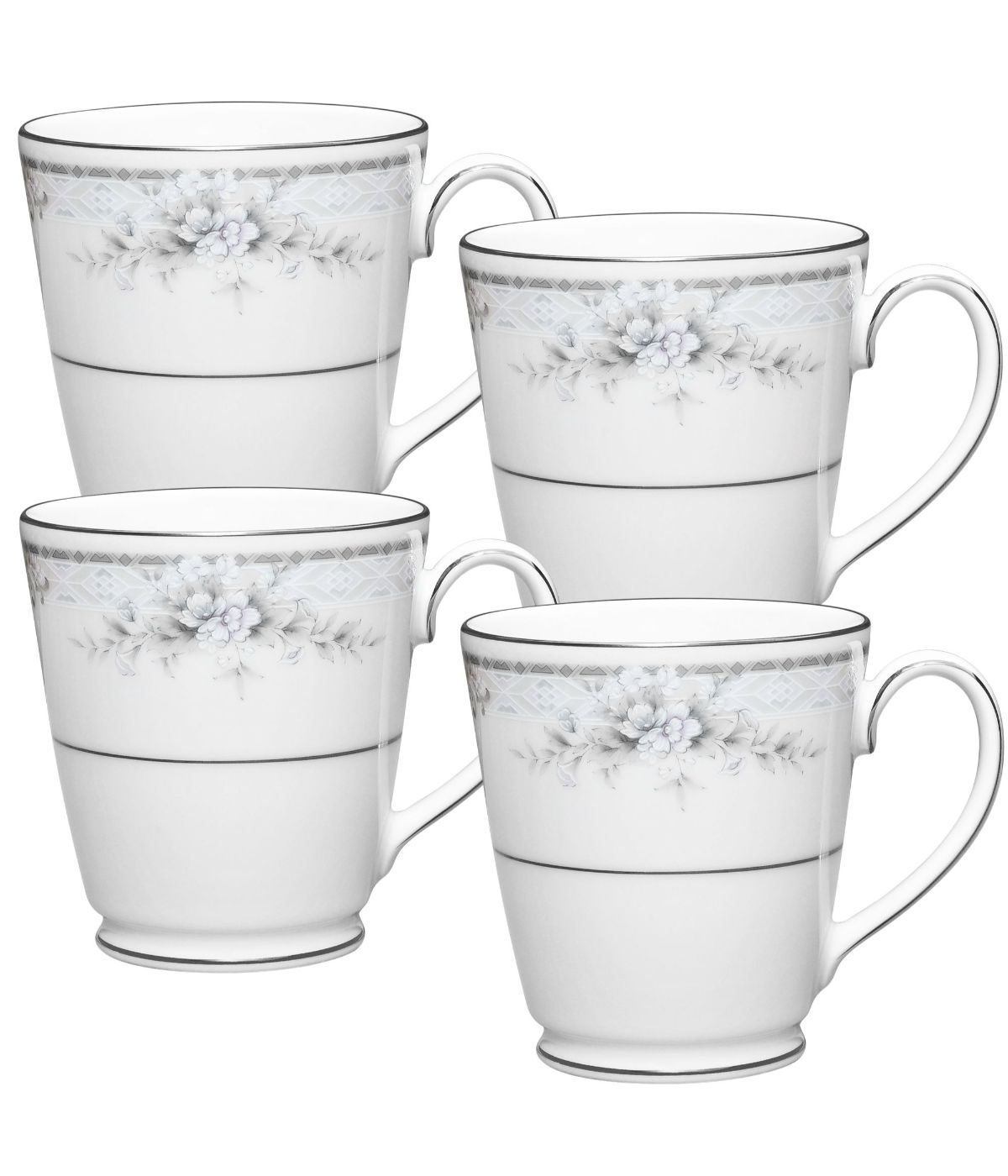  Noritake Sweet Leilani Set of 4 Mugs - Gray - Bonton