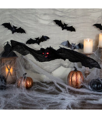 Hanging Halloween Bat Decoration with Lighted Red Eyes