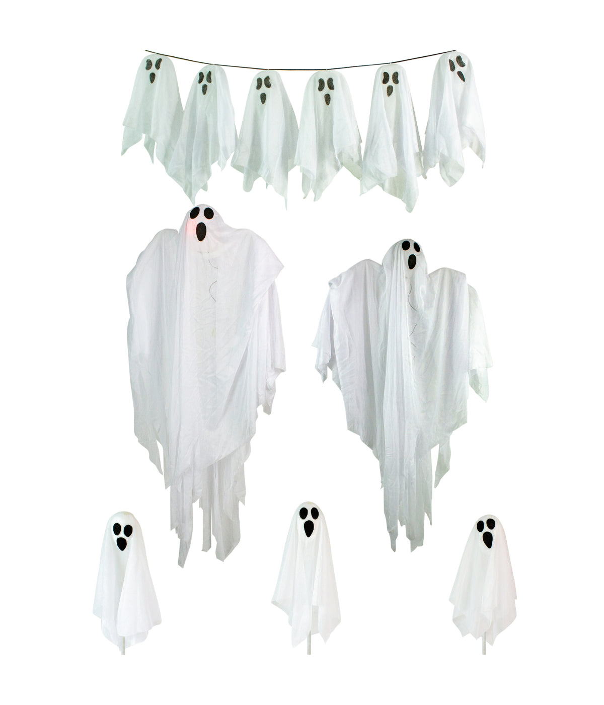 Ghost Family Halloween Porch Display Decoration 6-Piece Set