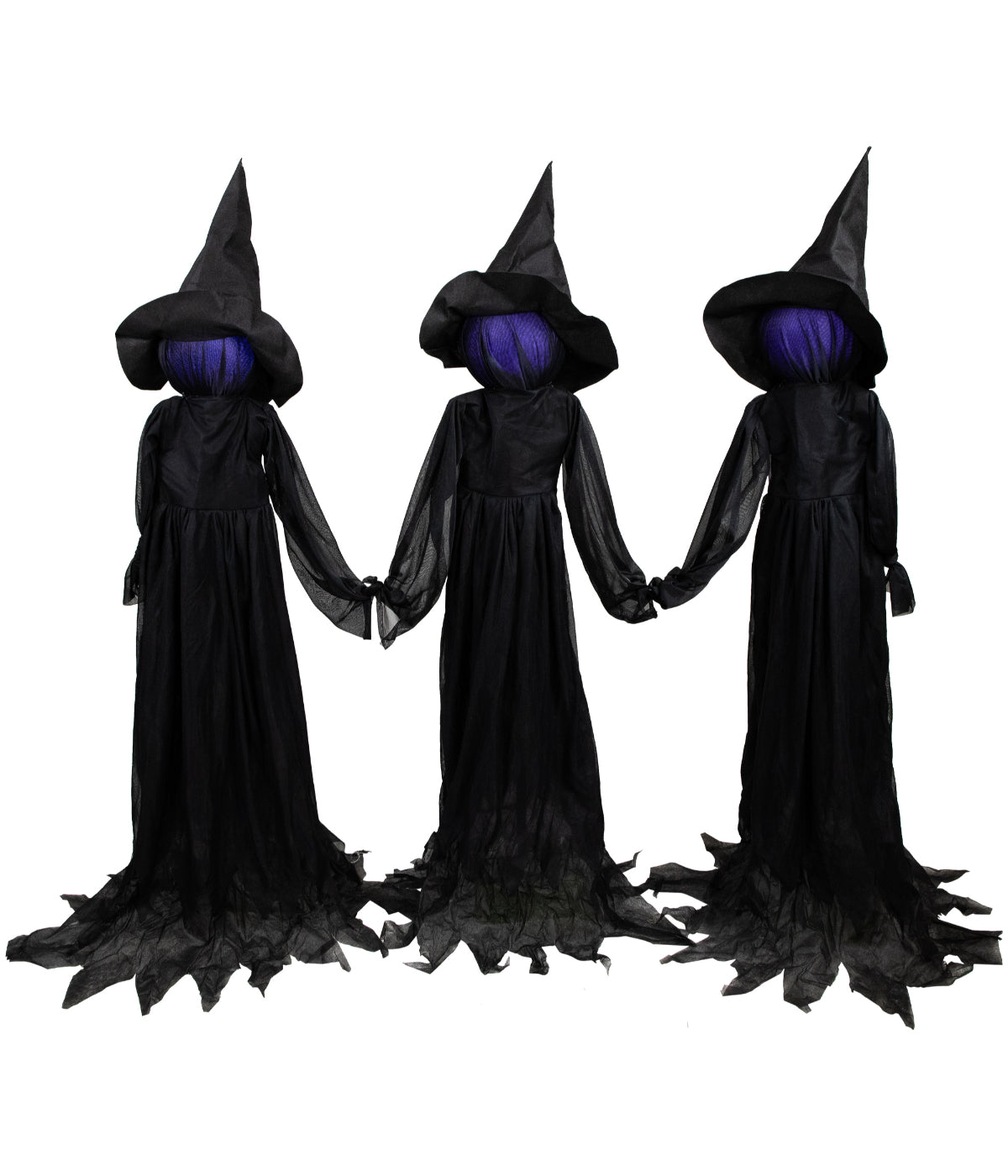  Lighted Faceless Witch Trio Outdoor Halloween Stakes - Black - Bonton