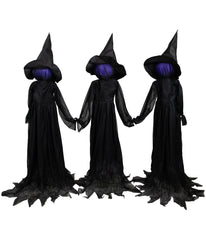 Lighted Faceless Witch Trio Outdoor Halloween Stakes