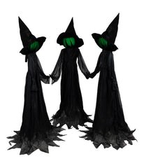 Lighted Faceless Witch Trio Outdoor Halloween Stakes