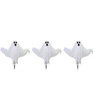 Lighted White Ghost Halloween Lawn Stakes Set of 3