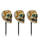 Lighted Skeleton Head Halloween Pathway Markers with Sound Set of 3
