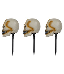 Lighted Skeleton Head Halloween Pathway Markers with Sound Set of 3