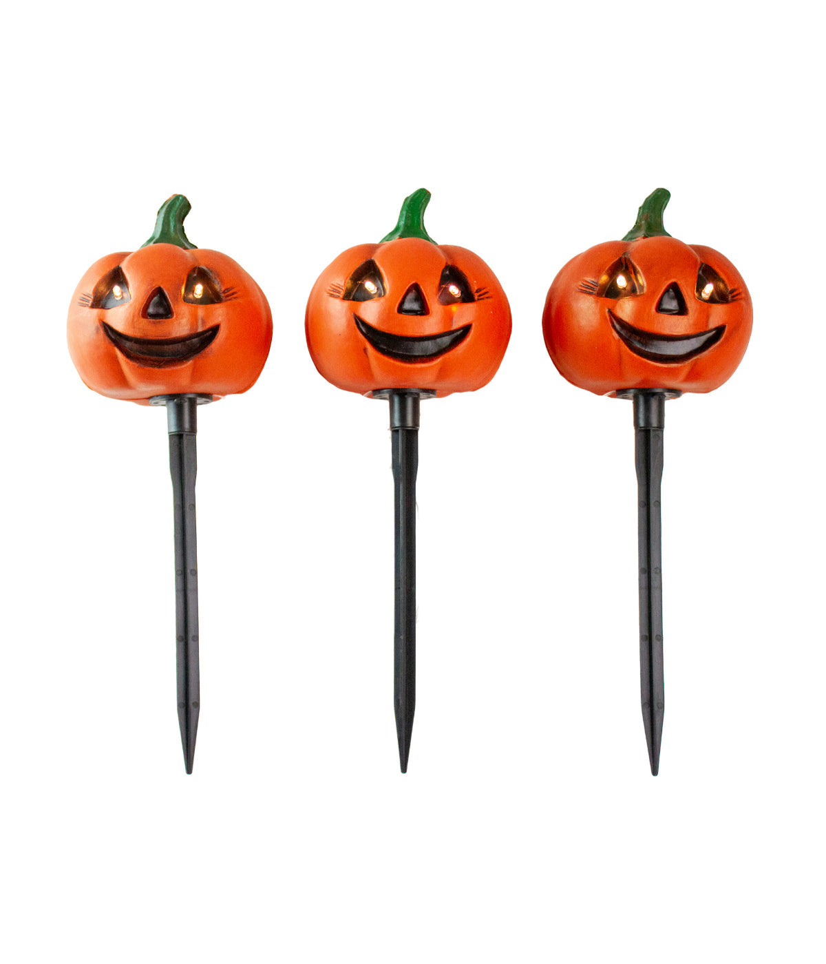 Lighted Jack-o-Lantern Halloween Pathway Markers Set of 3