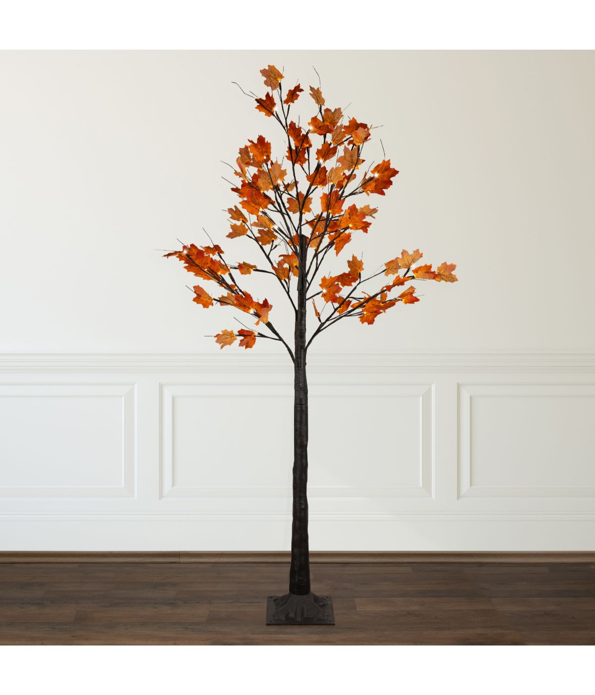  LED Lighted Autumn Harvest Artificial Maple Leaf Tree Orange - Orange - Bonton