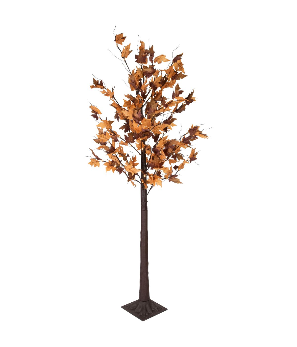  LED Lighted Autumn Harvest Artificial Maple Leaf Tree Orange - Orange - Bonton