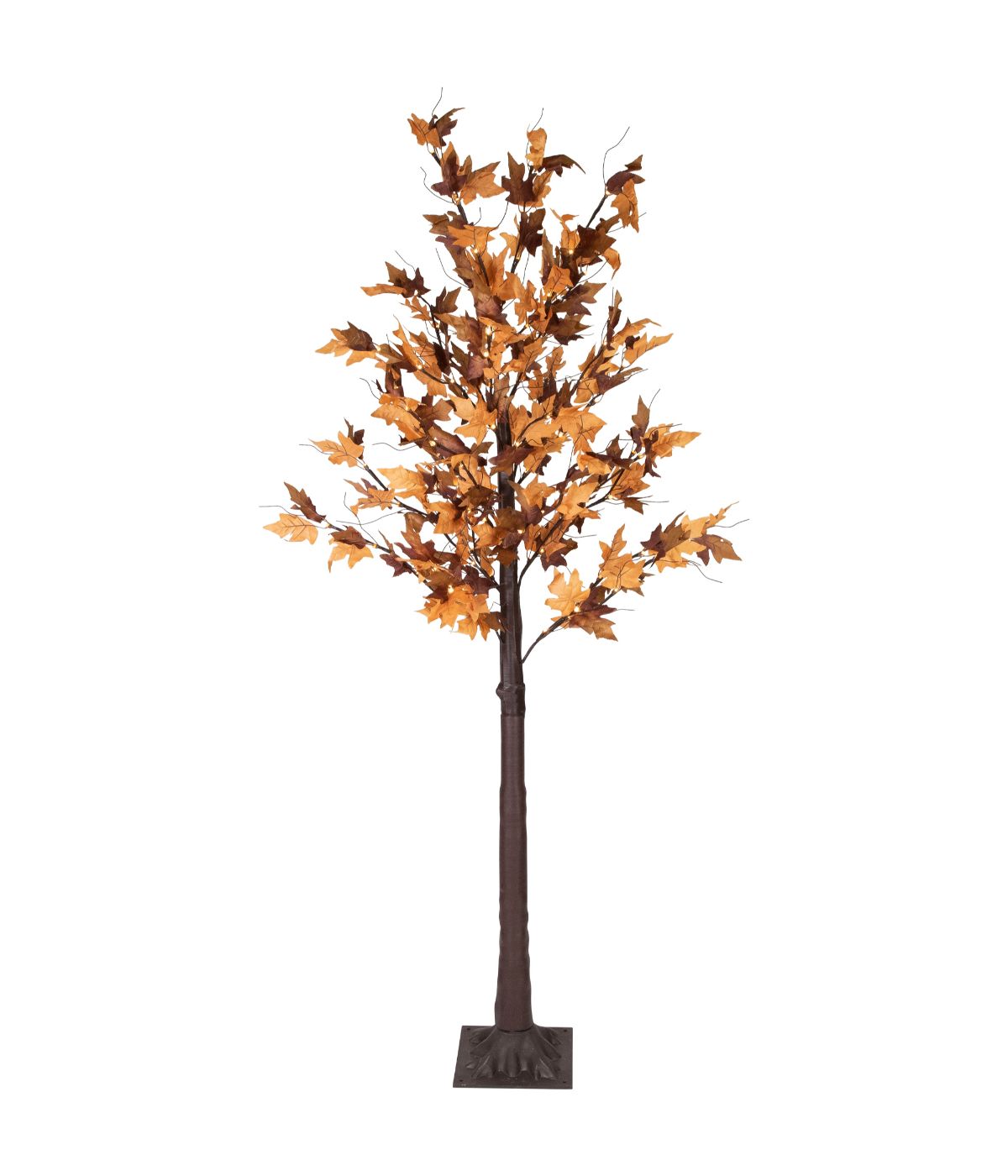  LED Lighted Autumn Harvest Artificial Maple Leaf Tree Orange - Orange - Bonton