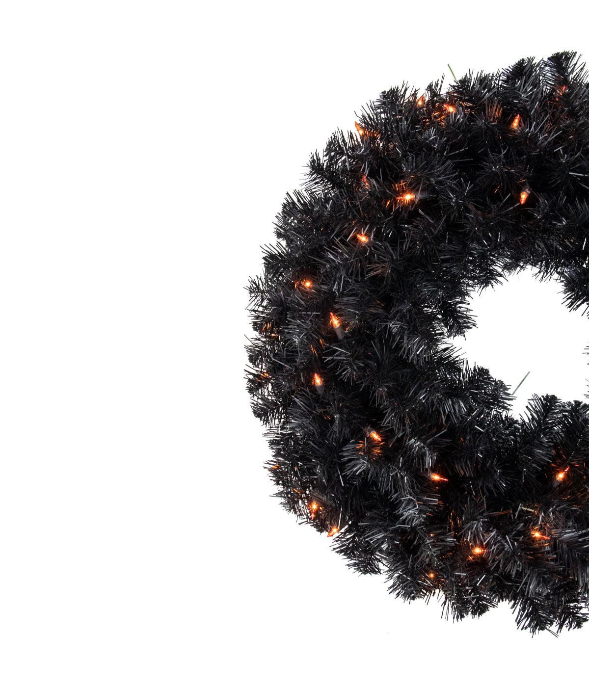 Pre-Lit Black Noble Spruce Artificial Halloween Wreath