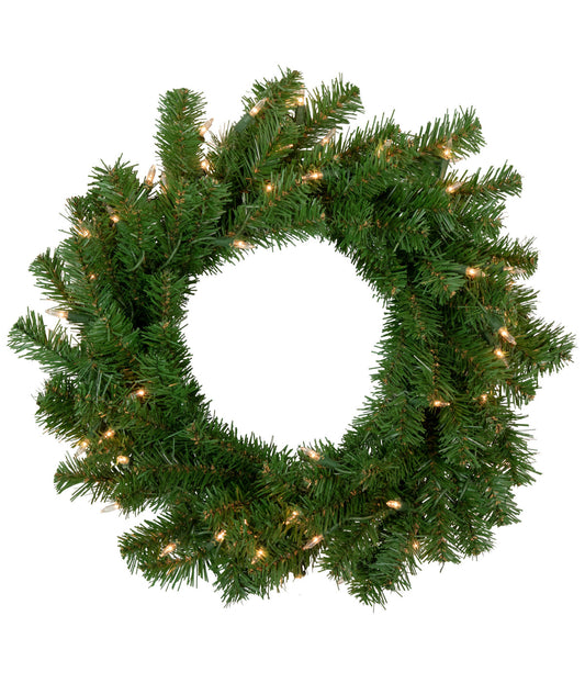 Deluxe Dorchester Pine Artificial Christmas Wreath with Clear Lights, 18"