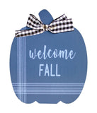 Set of 2 Fall Harvest Pumpkin Welcome Plaques Blue