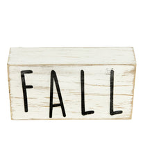 White Washed Wood Autumn Harvest Fall Sign White