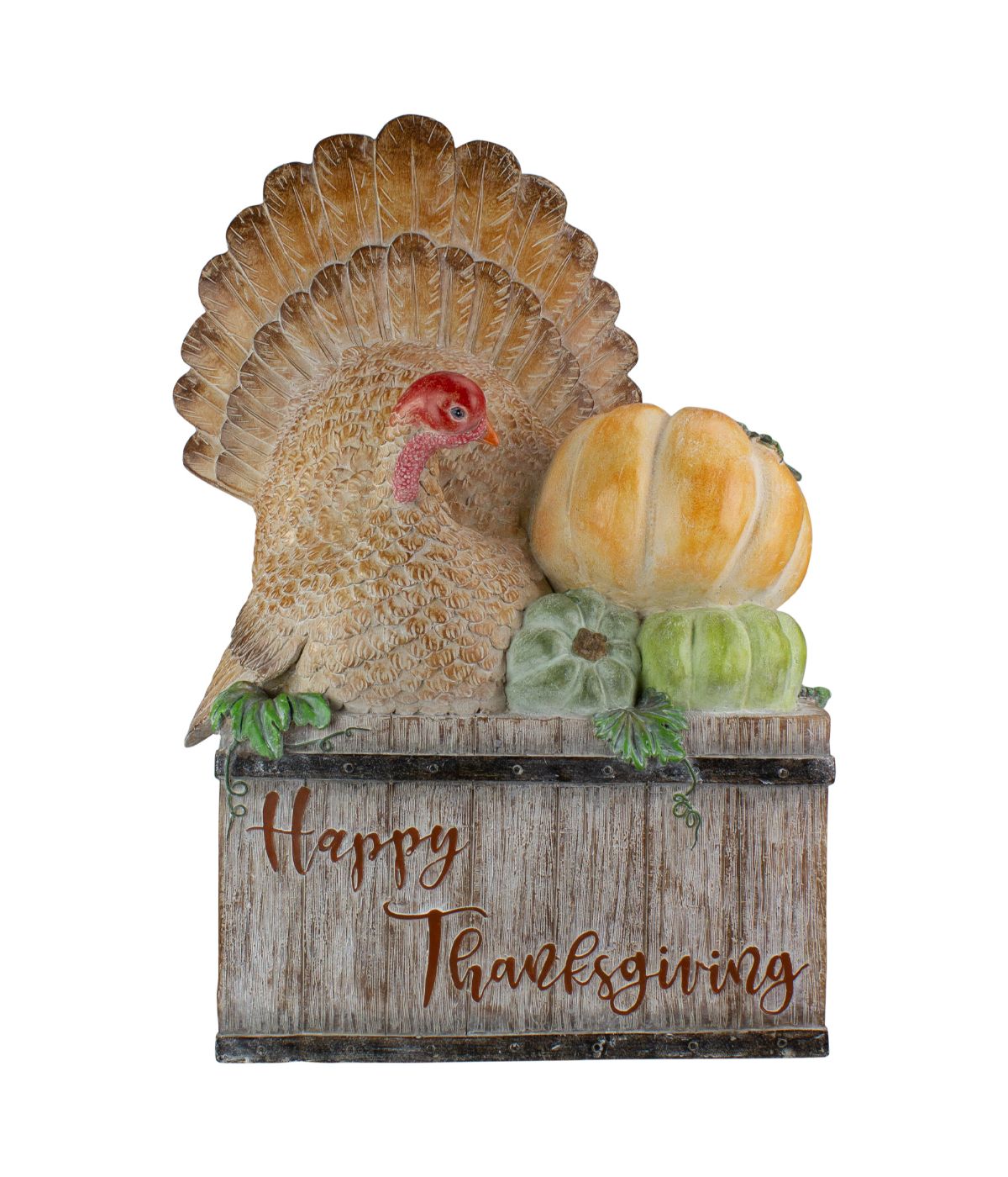  Turkey and Pumpkins 'Happy Thanksgiving' Decoration Orange - Orange - Bonton