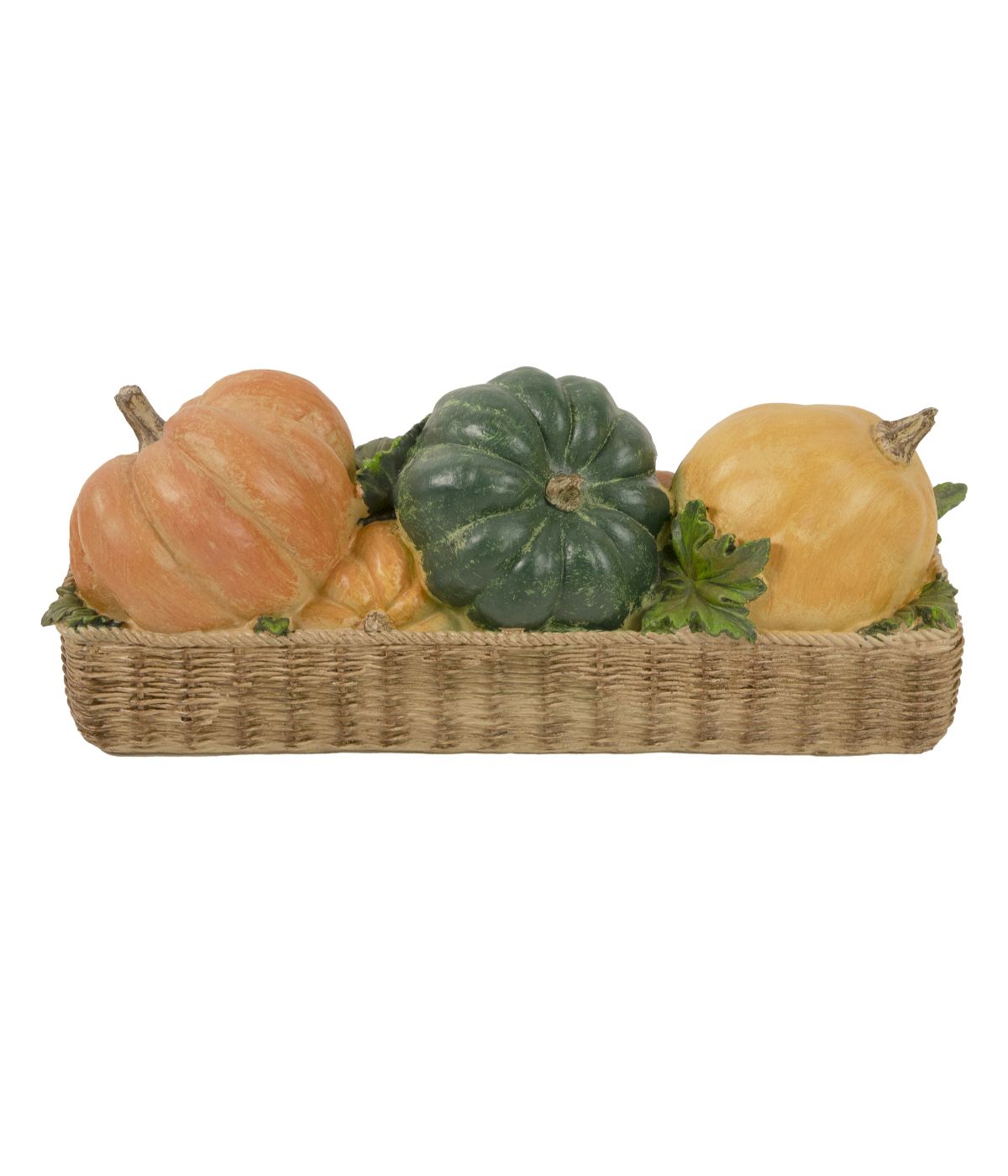  Faux Rattan Basket with Pumpkins Thanksgiving Table Top Decoration Orange - Orange - Bonton