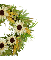 Beige Sunflowers Artificial Fall Harvest Wreath Beige