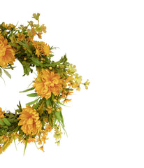 Yellow Peony Artificial Fall Harvest Twig Wreath Yellow