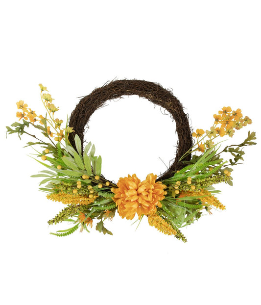 Peonies Artificial Fall Harvest Twig Wreath Brown