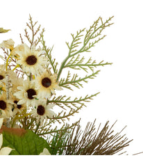 Sunflowers and Berries Artificial Fall Harvest Floral Decoration White