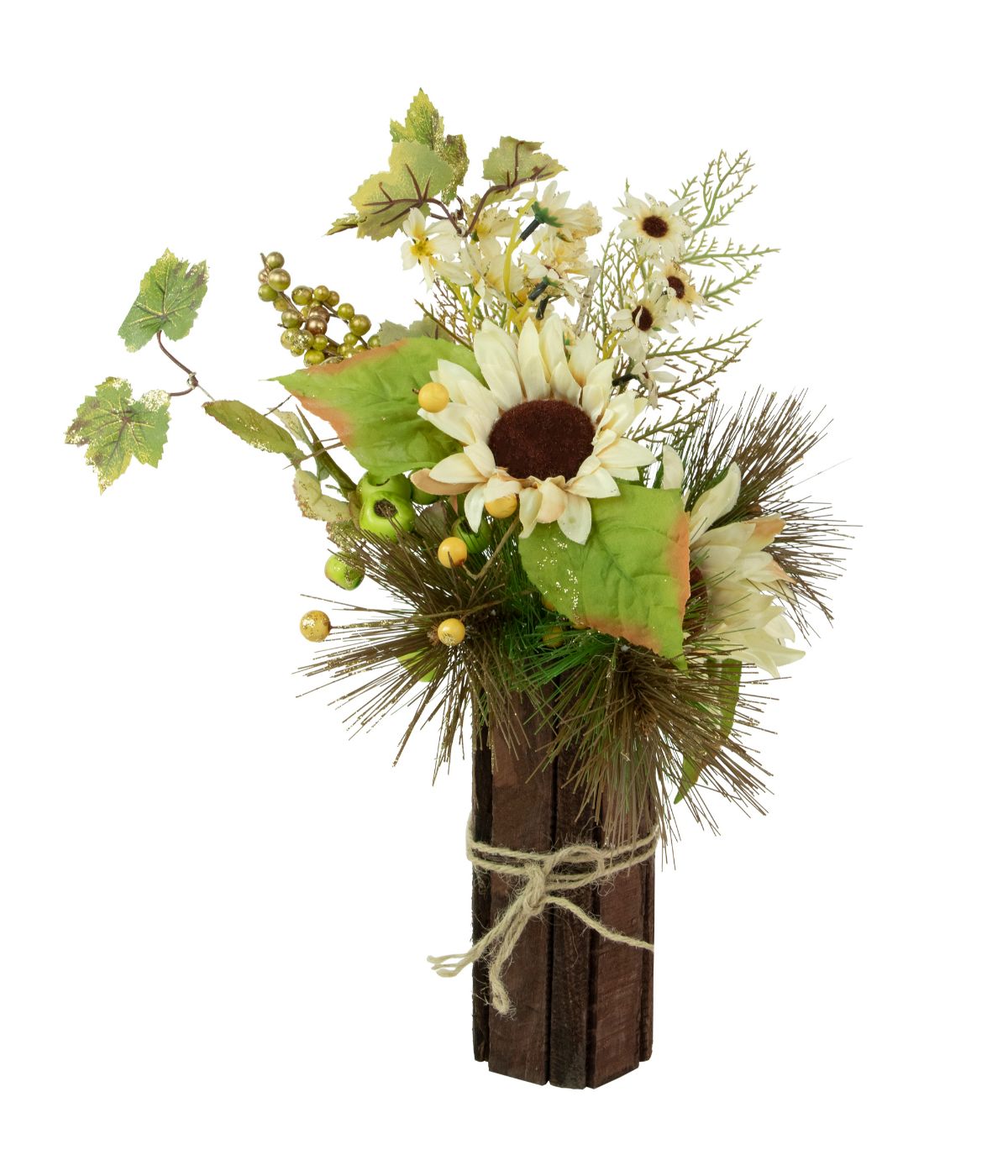  Sunflowers and Berries Artificial Fall Harvest Floral Decoration White - White - Bonton