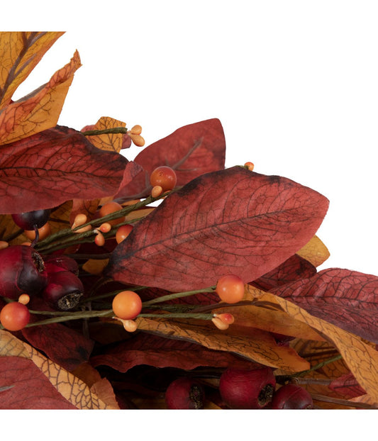 Berries with Leaves Artificial Fall Harvest Twig Wreath Red