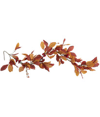 Berries with Orange and Red Leaves Artificial Fall Harvest Garland Unlit Red