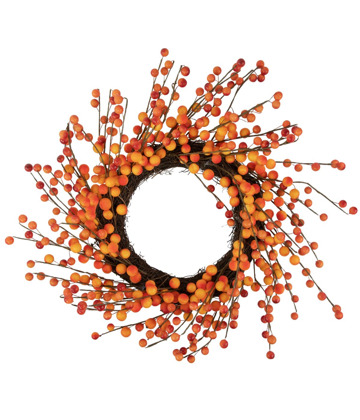  Orange and Red Berry Artifical Fall Harvest Twig Wreath Red - Red - Bonton