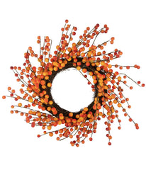 Orange and Red Berry Artifical Fall Harvest Twig Wreath Red