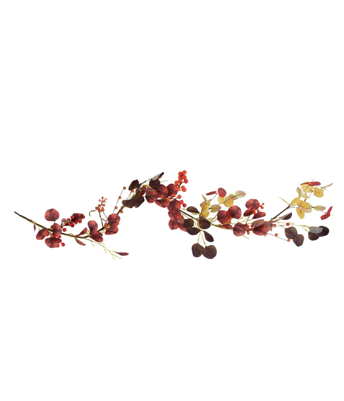  Berries and Maple Leaves Artificial Fall Harvest Garland Red - Red - Bonton