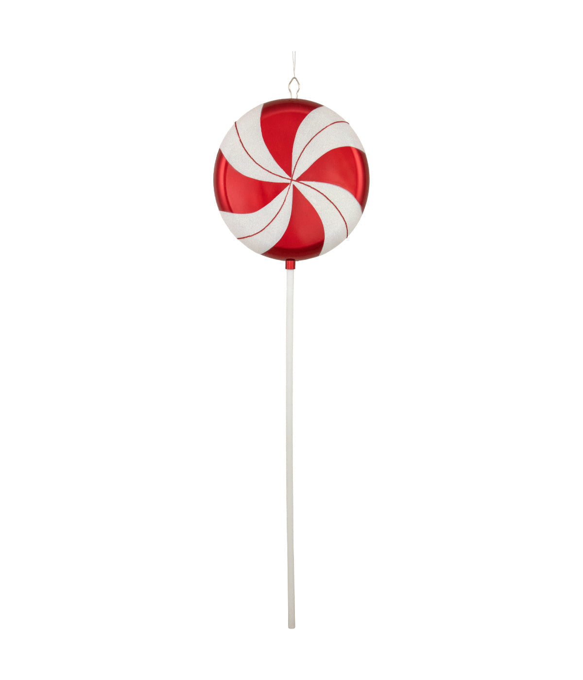  Red Pinwheel Lollipop with Iridescent Glitter Shatterproof Christmas Ornament, 42