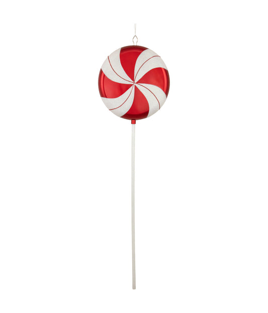 Red Pinwheel Lollipop with Iridescent Glitter Shatterproof Christmas Ornament, 42"