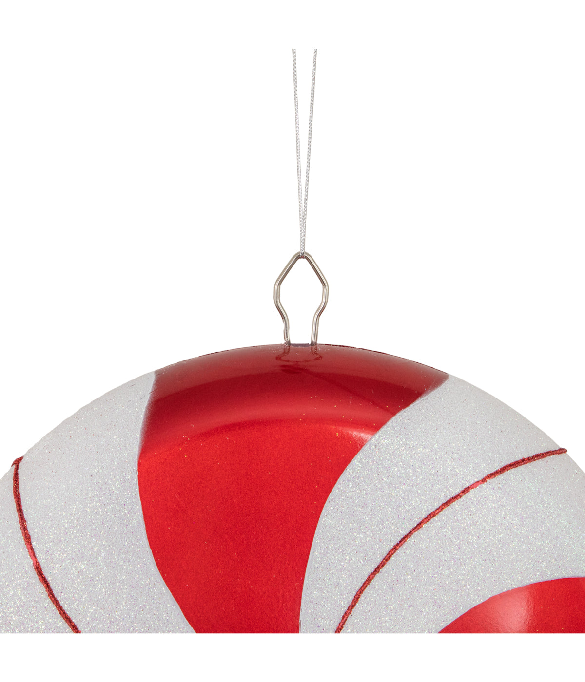  Red Pinwheel Lollipop with Iridescent Glitter Shatterproof Christmas Ornament, 42