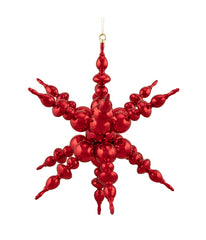 Shiny Red 3D Sunburst Snowflake Commercial Christmas Ornament, 24"