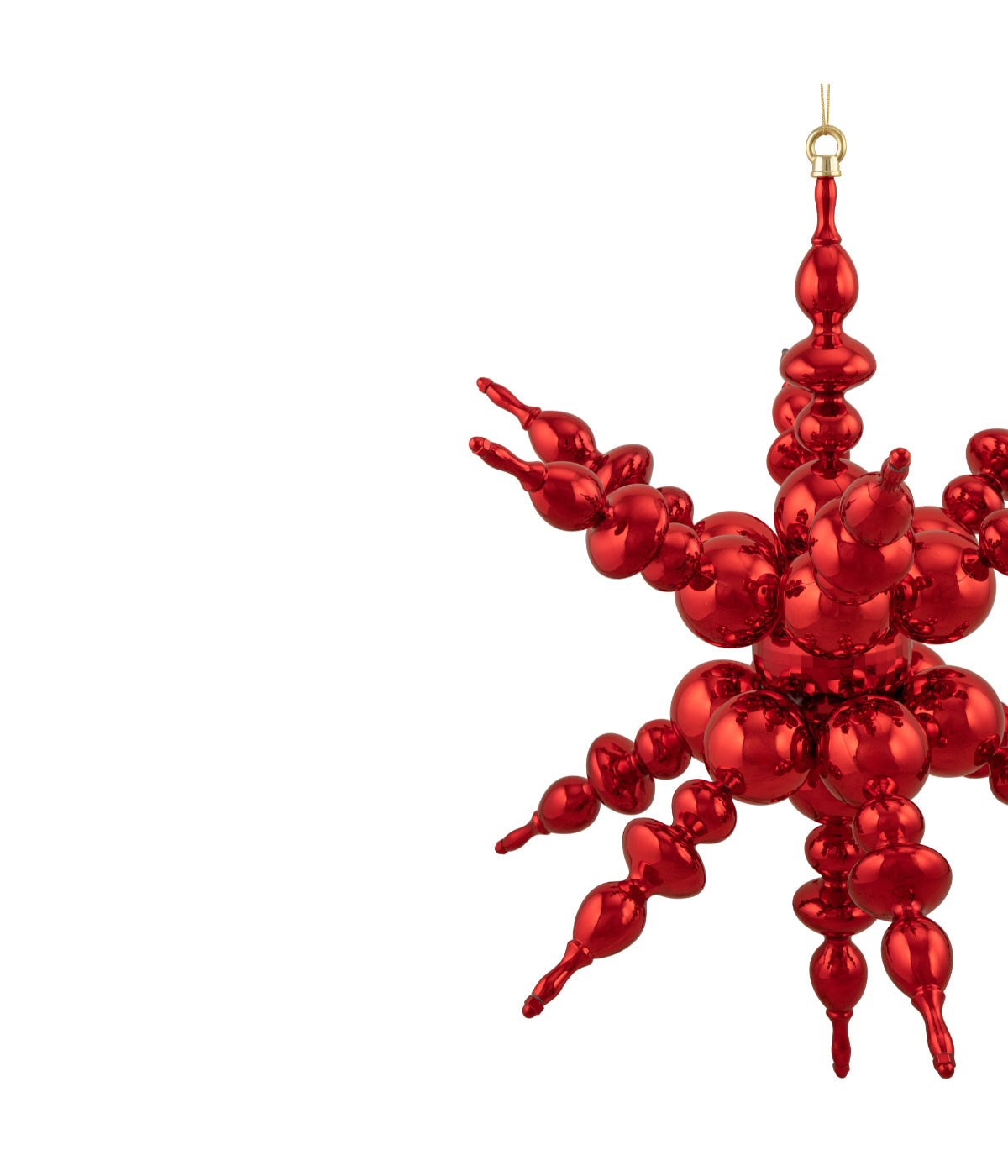  Shiny Red 3D Sunburst Snowflake Commercial Christmas Ornament, 24