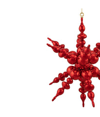 Shiny Red 3D Sunburst Snowflake Commercial Christmas Ornament, 24"