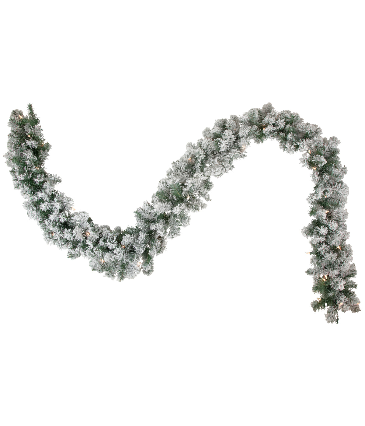  Flocked Madison Pine Artificial Christmas Garland with Pre-lit Clear Lights, 9' x 10